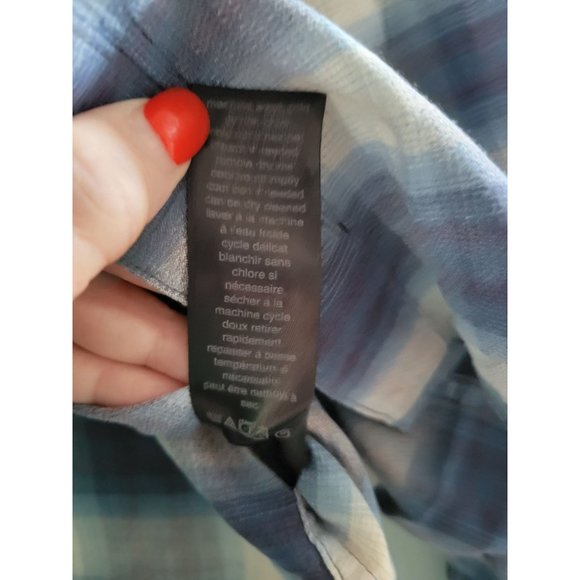 John Varvatos blue Plaid Button Down shirt Casual size XL designer long sleeve - Picture 9 of 10